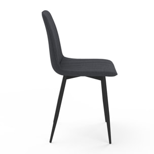 Chaises Fiona velours gris foncé pieds métal noirs - lot de 6