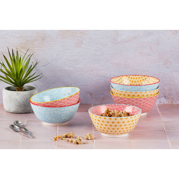 Bol PATTERN Ø15cm - 6 pièces - Color