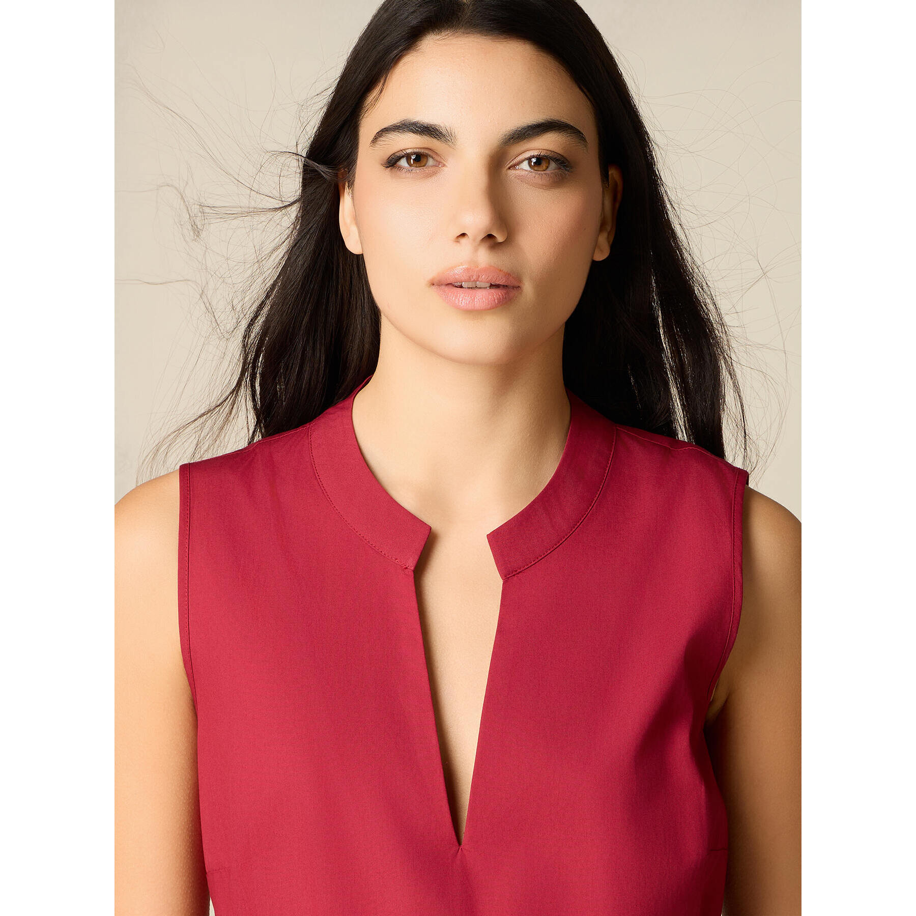 Oltre - Vestido flare en popelín - Rojo