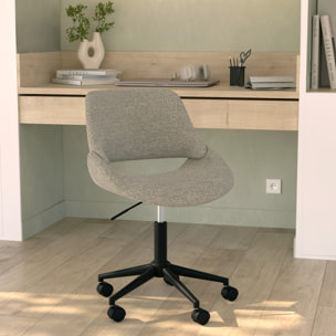Chaise de bureau pivotante et réglable en tissu bouclé beige - Dune