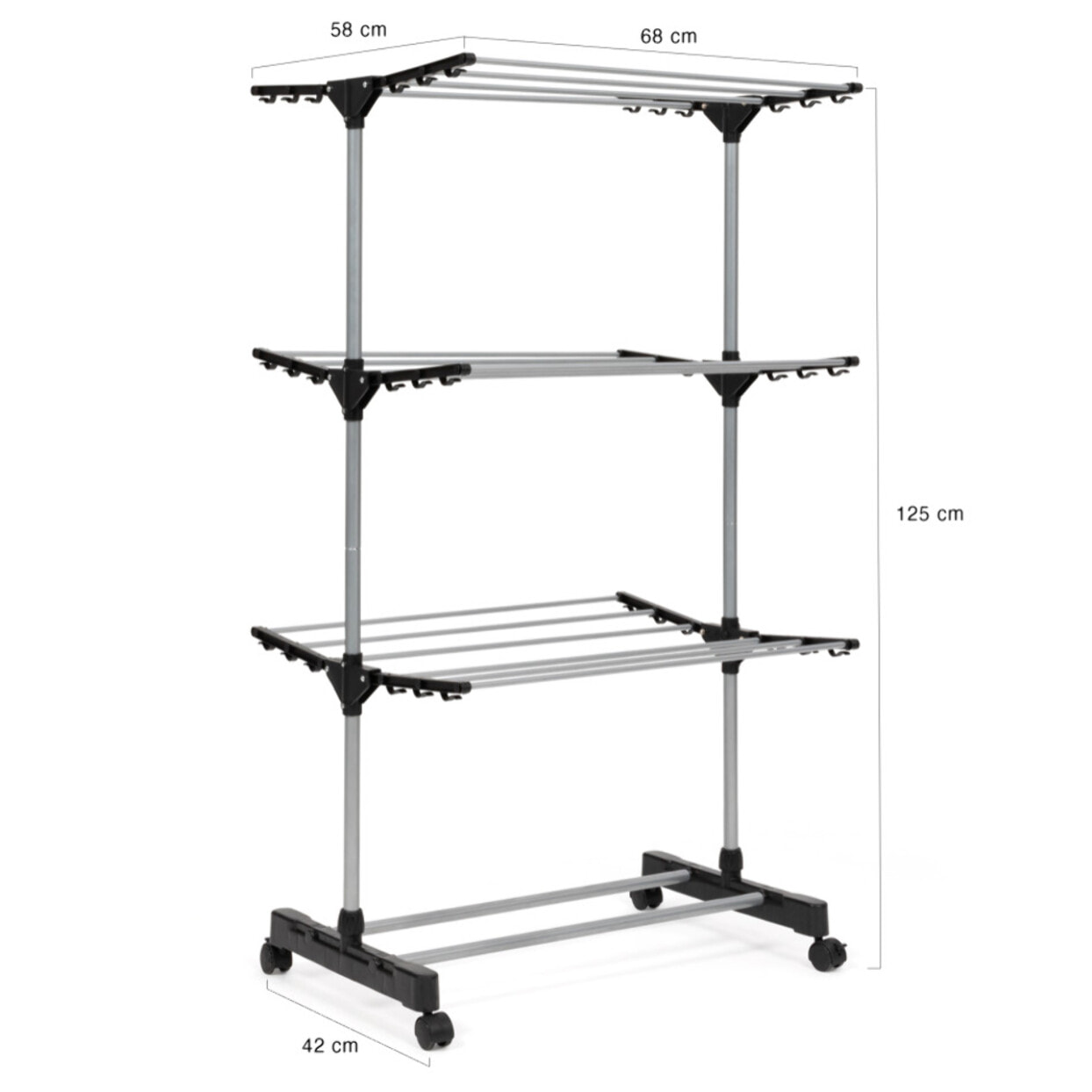 Séchoir Néo noir 3 niveaux - 16m d'étendage