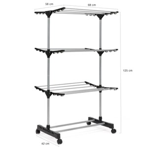 Séchoir Néo noir 3 niveaux - 16m d'étendage