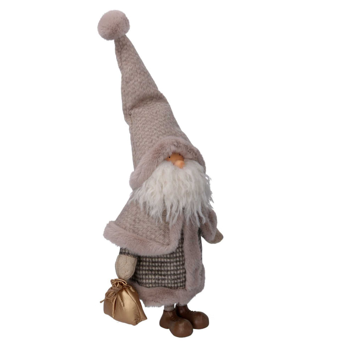 Babbo natale in tessuto con sacco grigio cm36x19h62