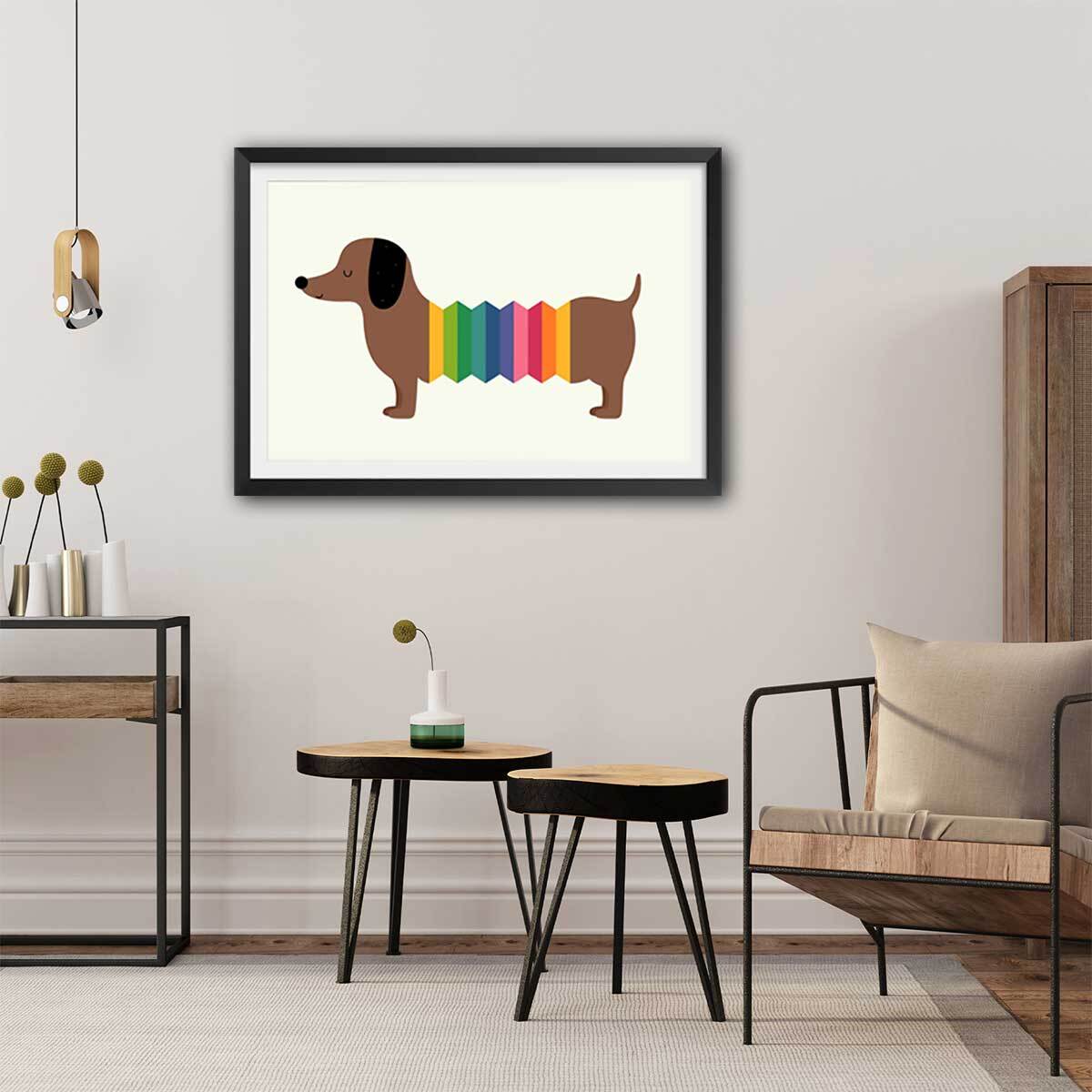 Affiche  hot dog funny Affiche + cadre en bois - Noir