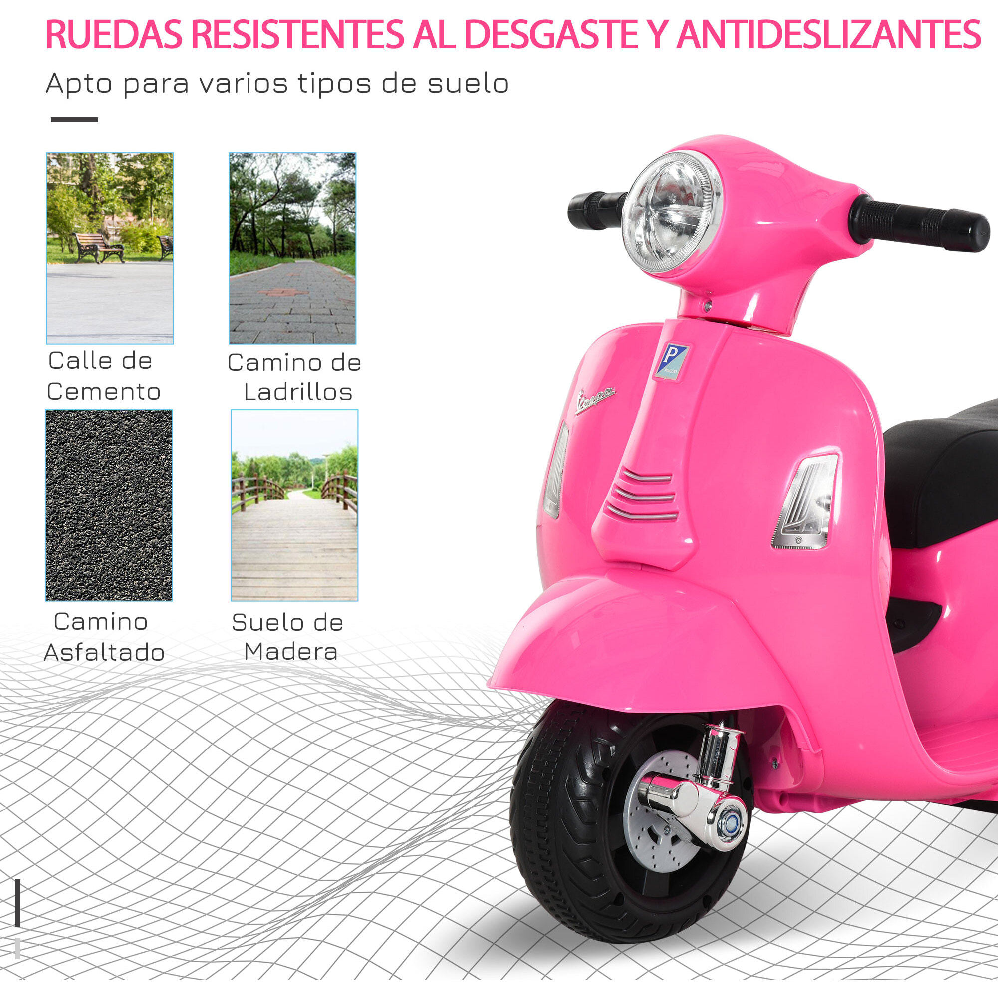 Moto Eléctrica Vespa para Niños de +18 Meses Rosa