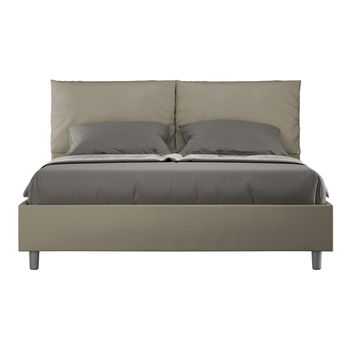 Letto matrimoniale contenitore imbottito 160x190 similpelle cappuccino Antea