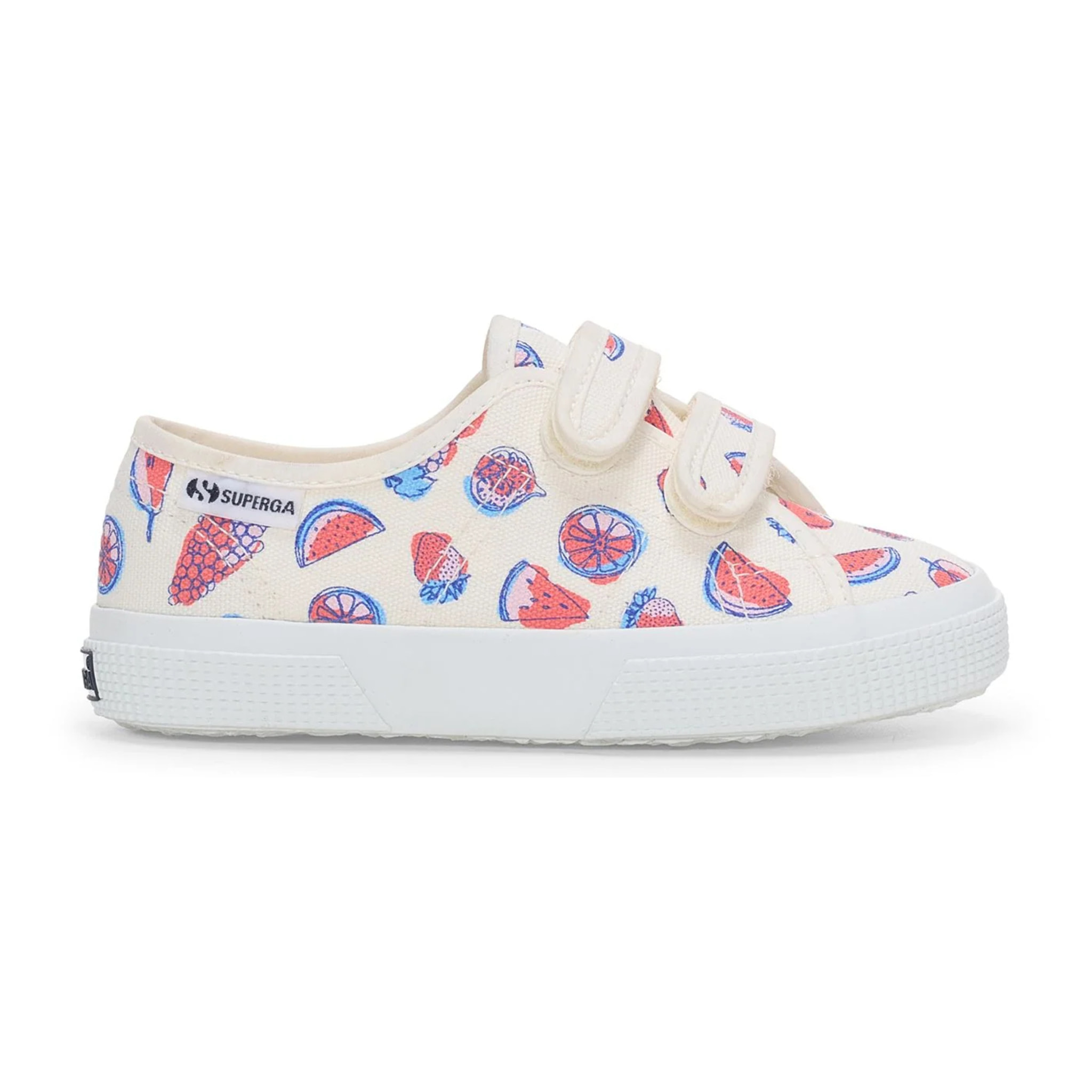 Le Superga Bambino/a Bianco 3750 Kids Straps Fruit Print Leggera