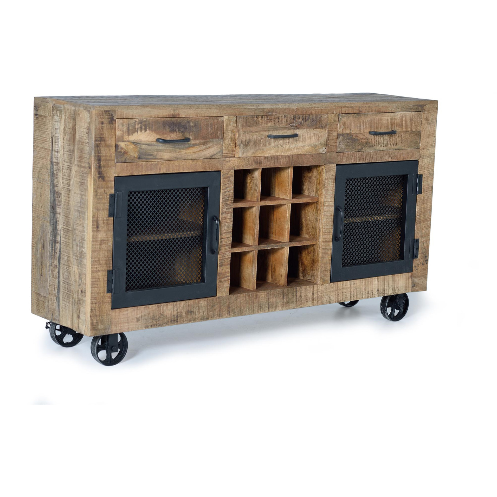 Buffet en bois de manguier 150cm style industriel moderne