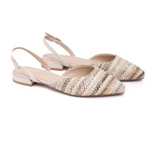 Slingback a punta in rafia  - BEIGE