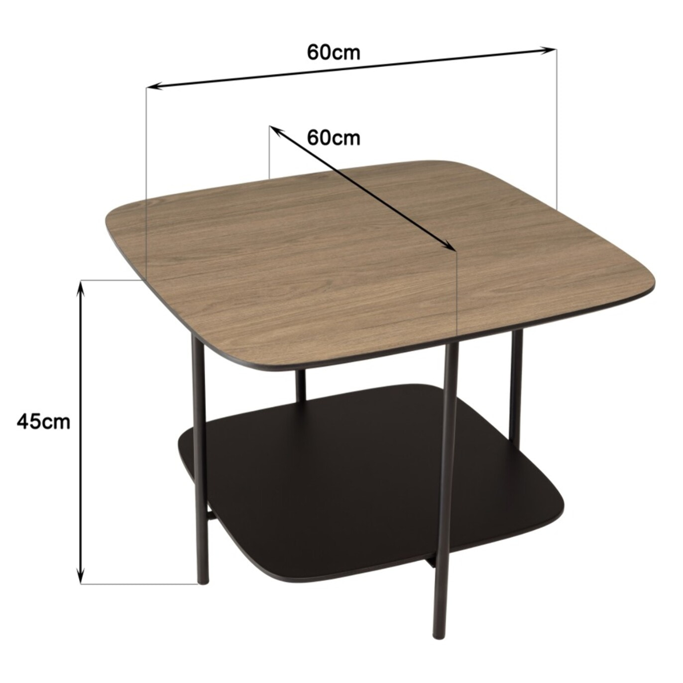 JULIA - Table basse 2 plateaux PM bi-matière mocha/noir pieds métal