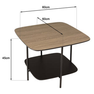 JULIA - Table basse 2 plateaux PM bi-matière mocha/noir pieds métal