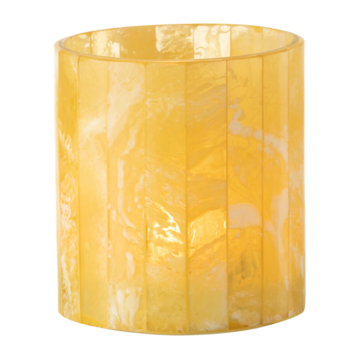 J-Line bougeoir Lignes - verre - jaune - medium