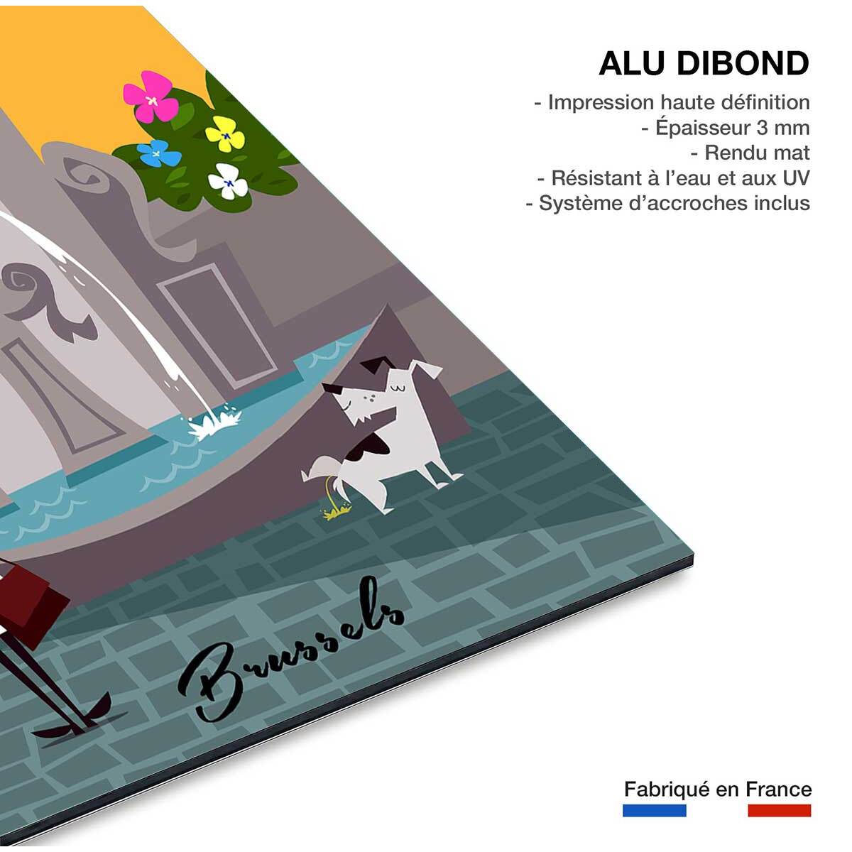 Tableau retro manneken pis à bruxelles Tableau alu Dibond