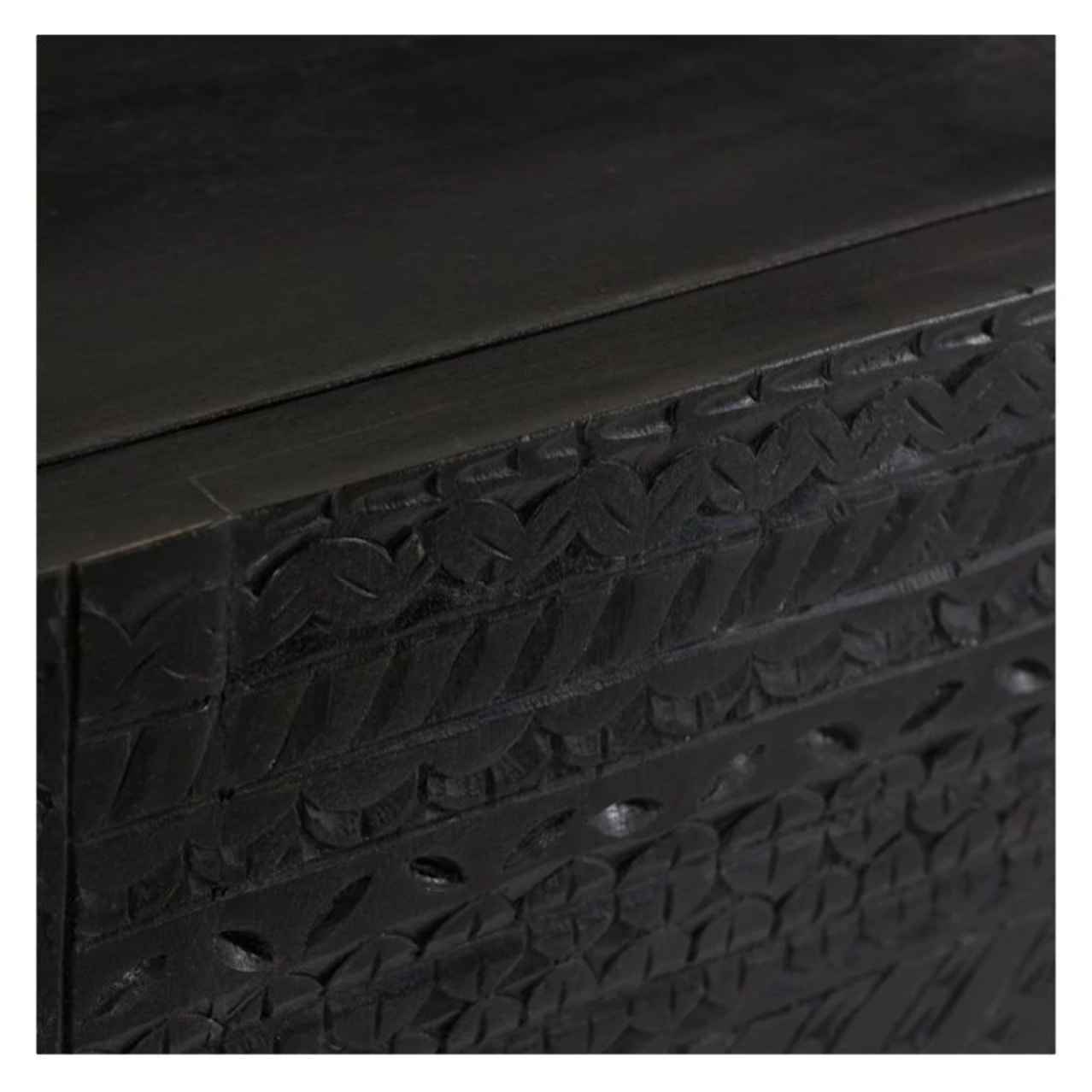 Chevet 1 porte en bois gravé noir et métal doré - Chimane