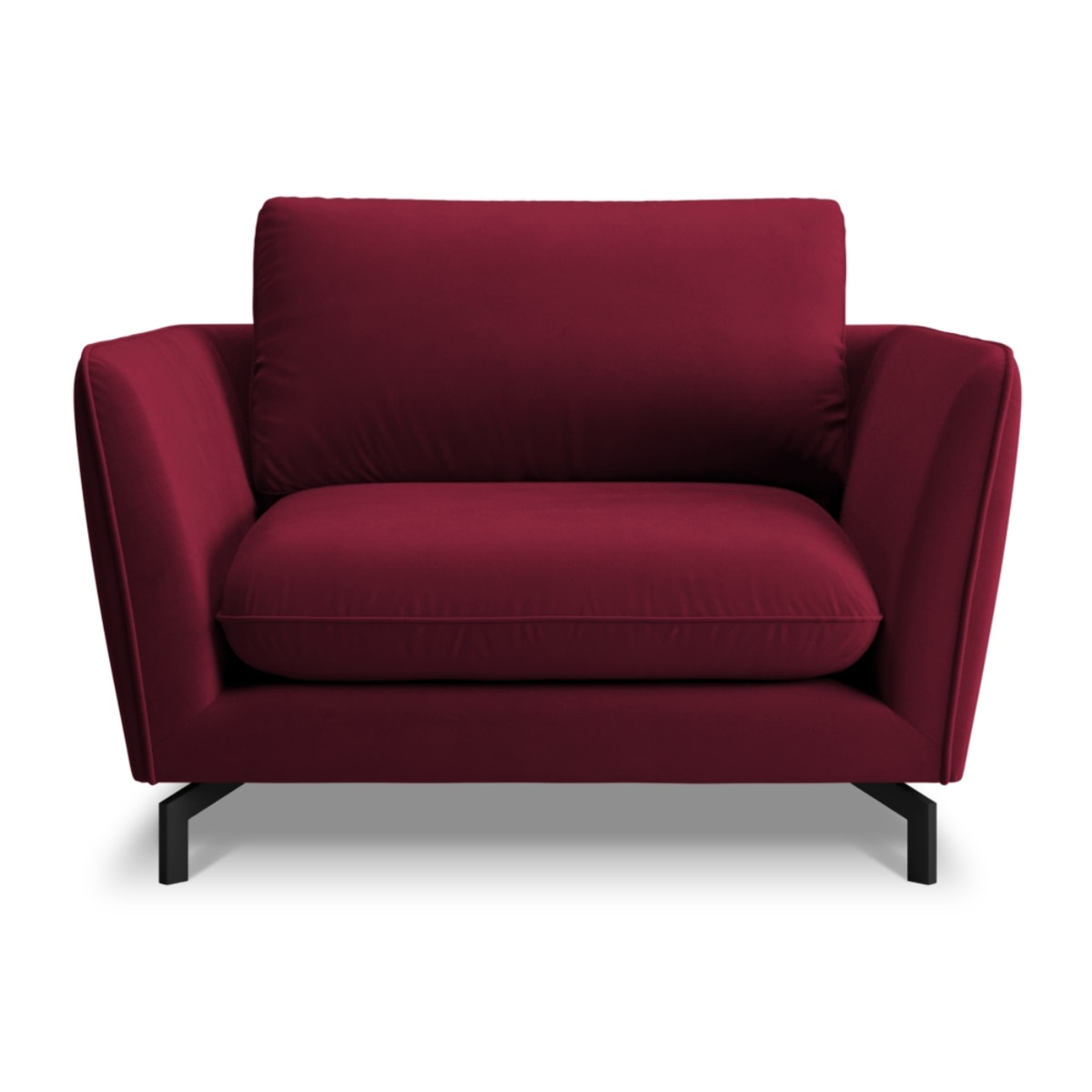 Fauteuil xl "Podium" en velours rouge foncé