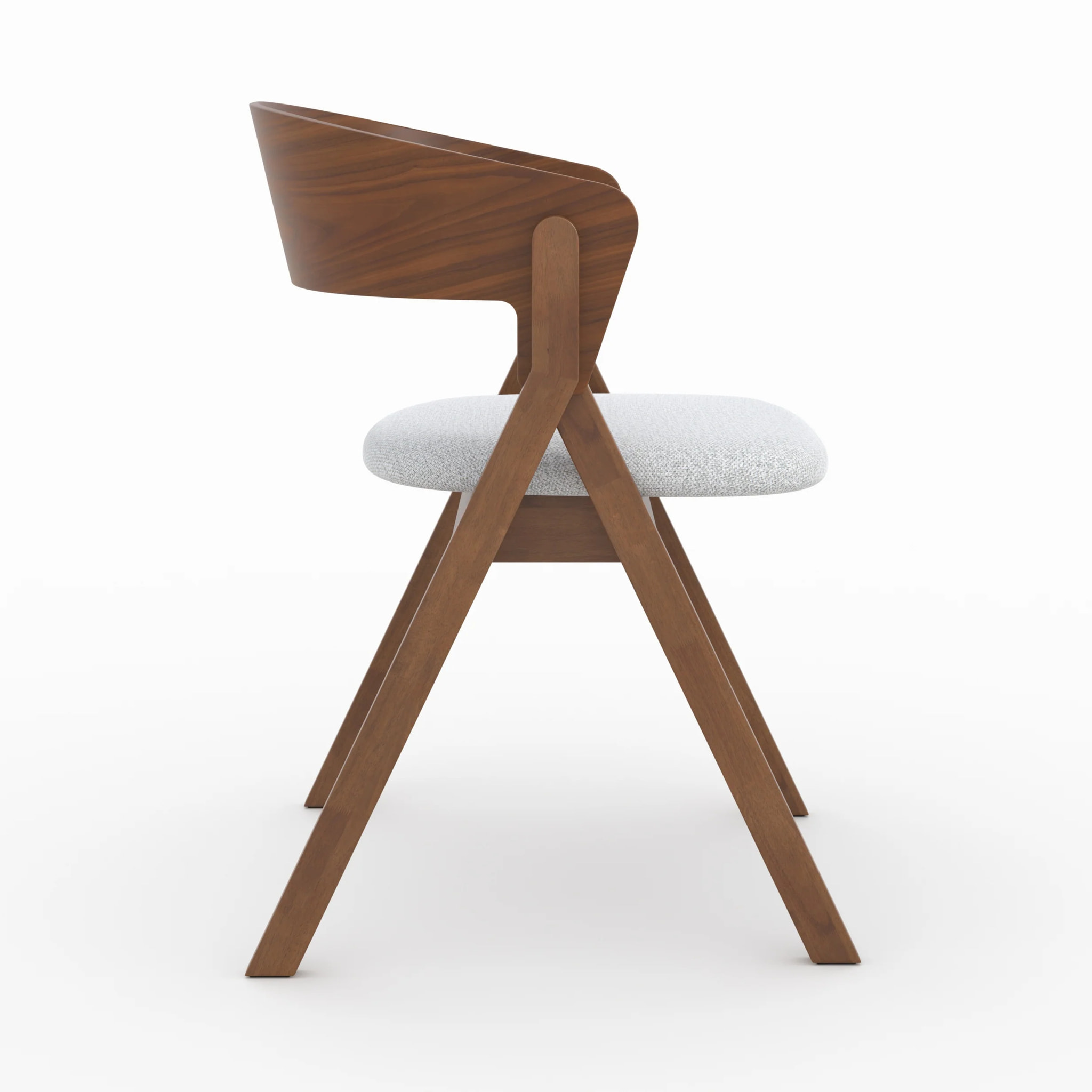 Chaise en bois d'hévéa et tissu gris clair - Héloïse