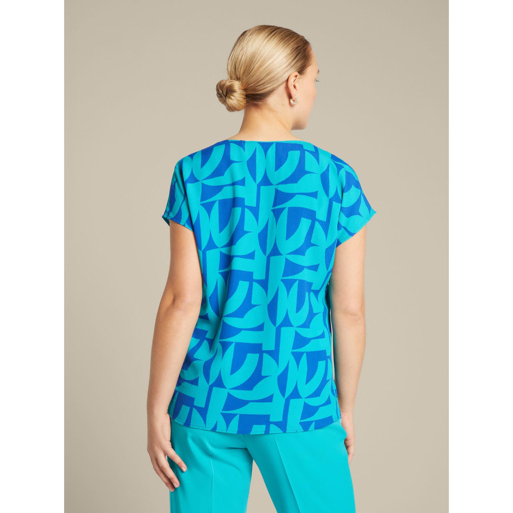 Elena Mirò - Blusa stampata in crêpe de chine - Bluette