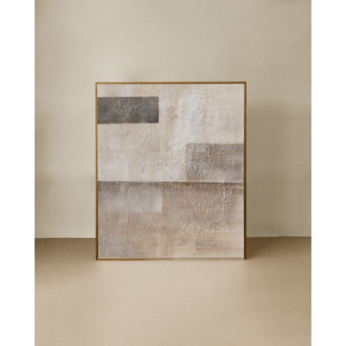 Tableau gris décoratif sur toile de coton avec cadre en bois peint à la main à la peinture à l'huile en différentes tailles