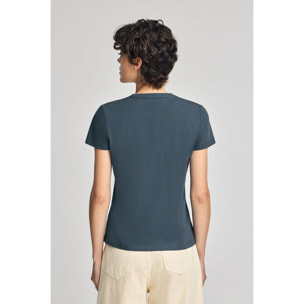 Camiseta azul denim de escote en pico y bordado Rigby Best