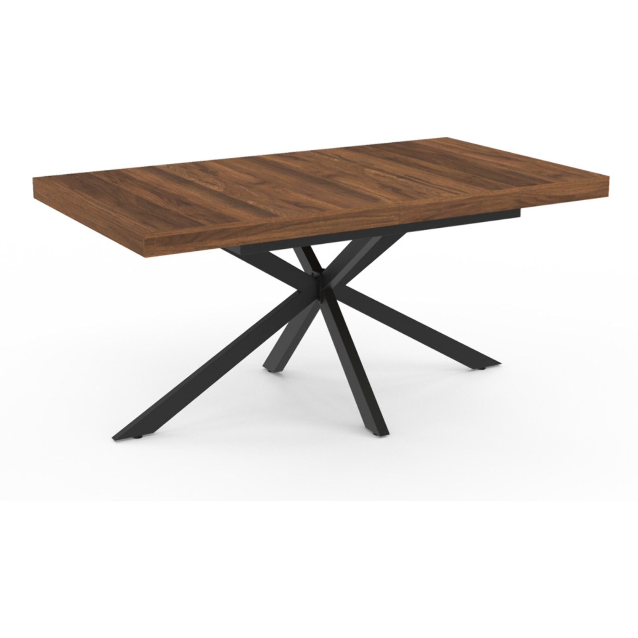 Tables repas extensibles Spider plateau bois et pieds croisés - Bois noyer