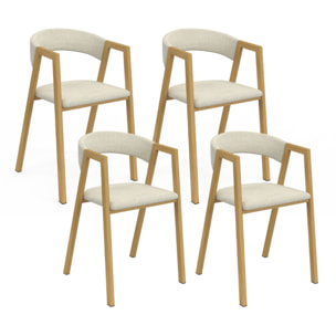 Chaises Enola en tissu beige et pieds effet bois - lot de 4