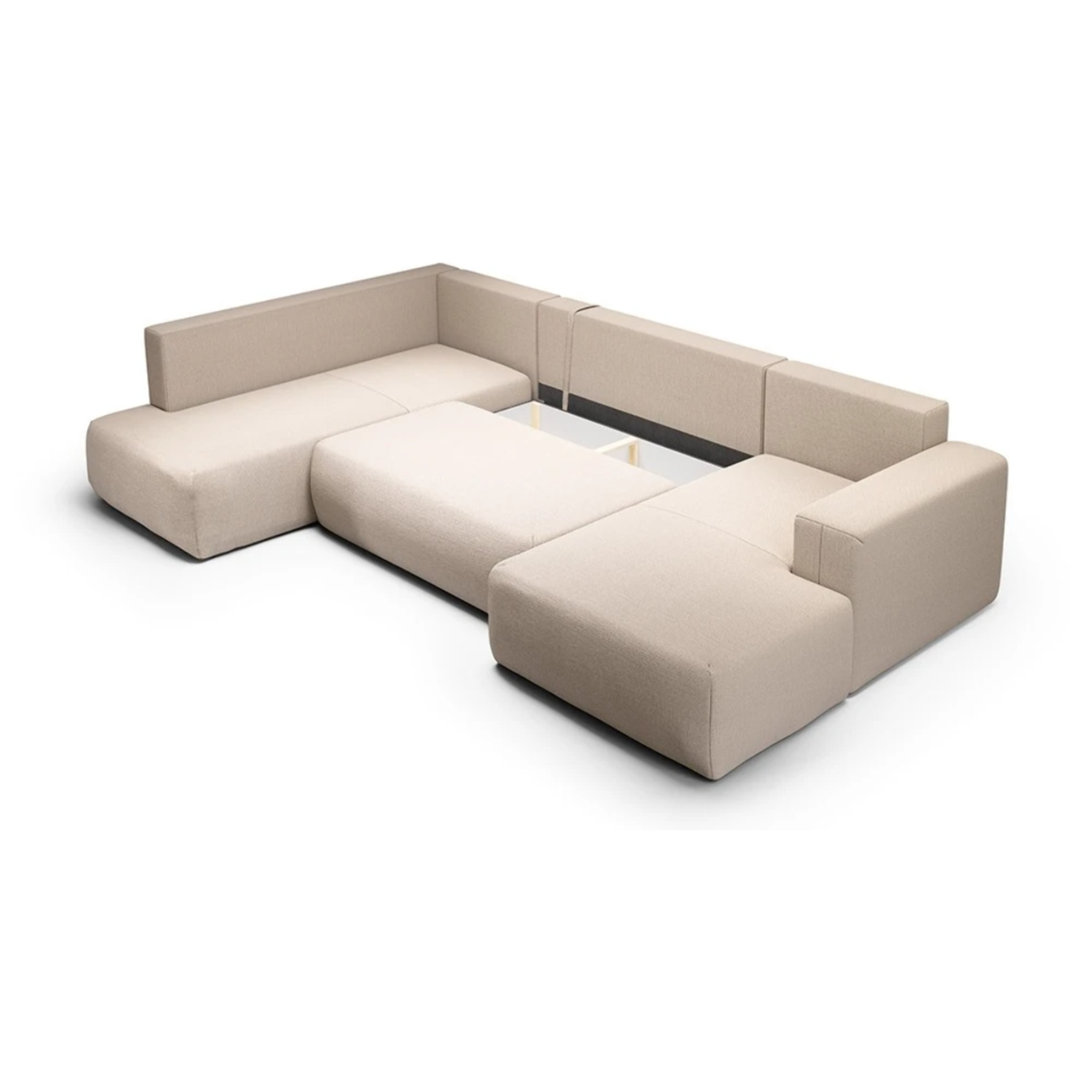 NALA - Canapé panoramique gauche 5 places en tissu beige