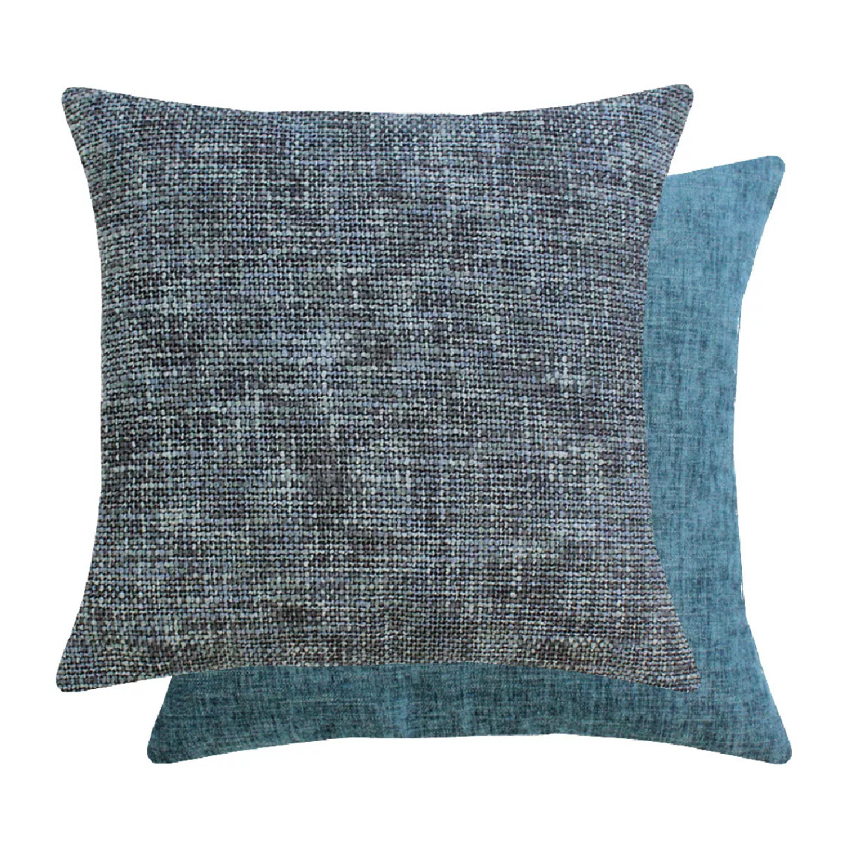 Housse de coussin polyester jeu d'unis gris Tweed orage
