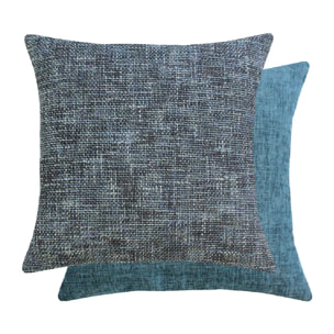 Housse de coussin polyester jeu d'unis gris Tweed orage