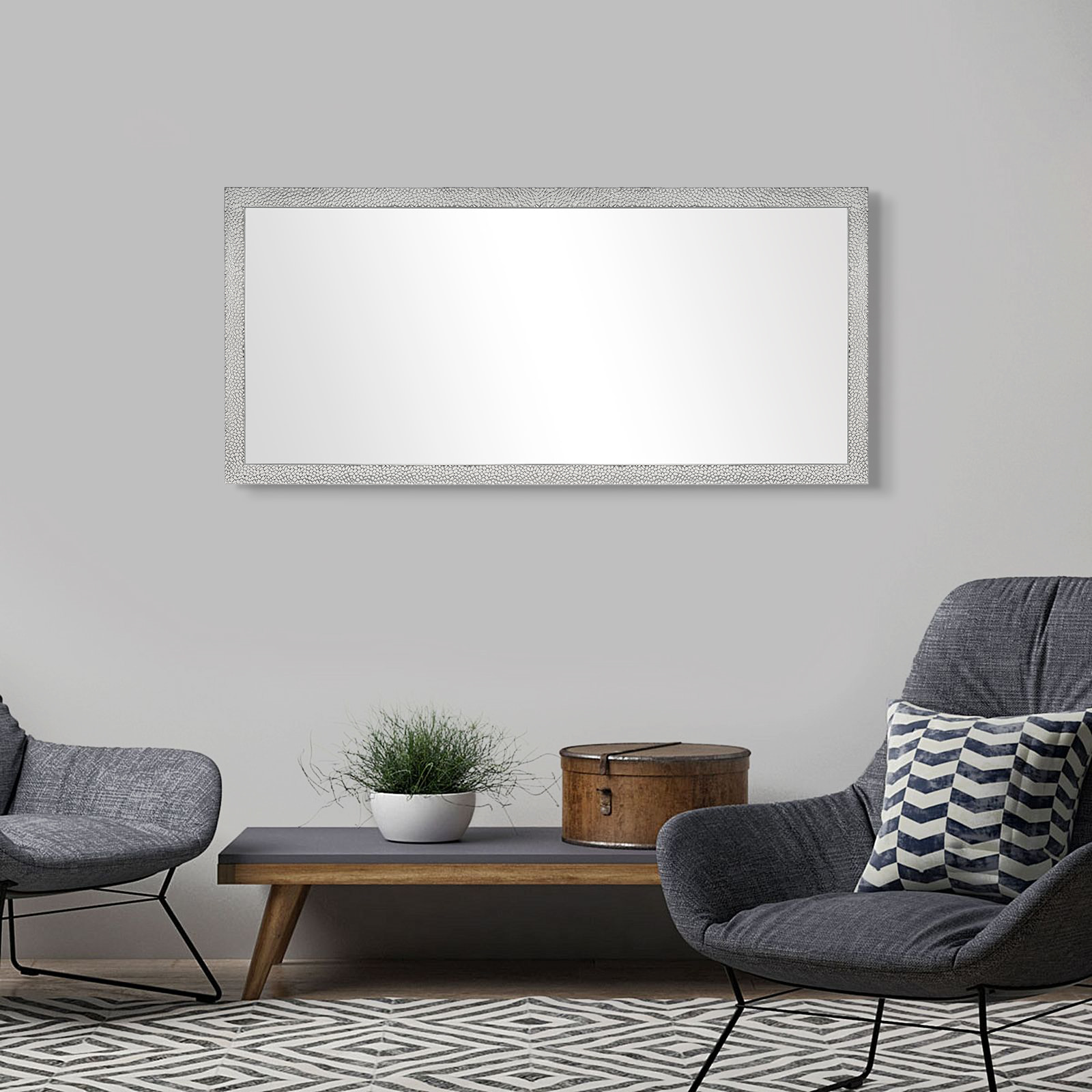 Espejo rectangular Gotas poliestireno plateado 138x68x2 cm