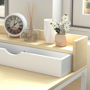 Mesa Escritorio Moderna Mesa de Ordenador con Estante de Almacenamiento y 2 Cajones Extraíbles para Oficina Estudio 106x50x89 cm Blanco