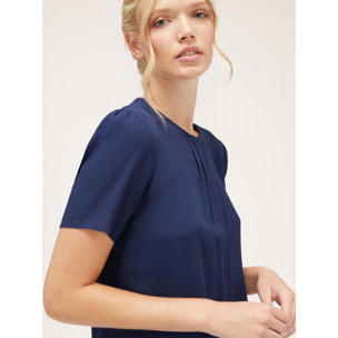 Motivi - Blusa vaporosa con pliegues - Azul