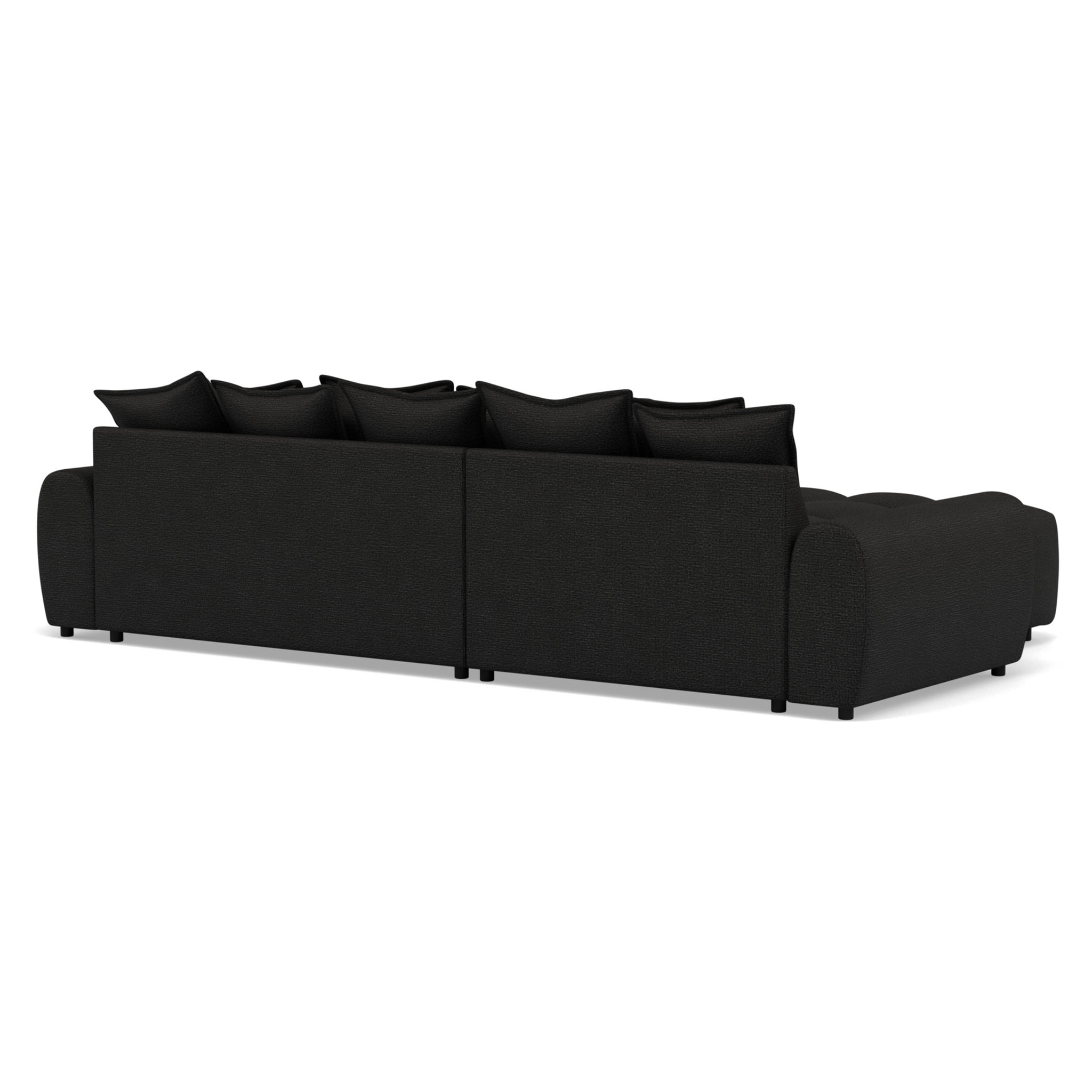 Adelaide - canapé d'angle réversible 4 places avec pouf d'appoint en tissu texturé - Noir