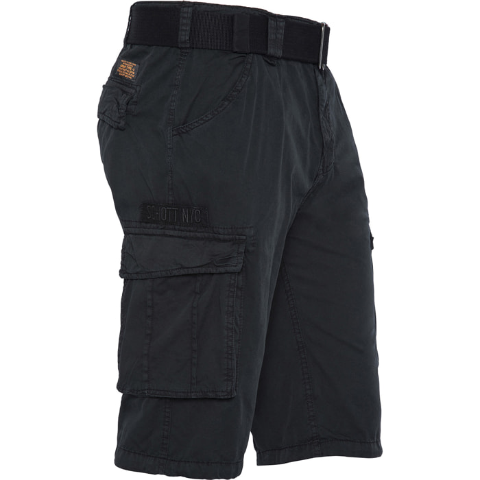 BERMUDA ARMY MULTIPOCKET CON CINTURA TWILL COTONE SCHOTT BLACK