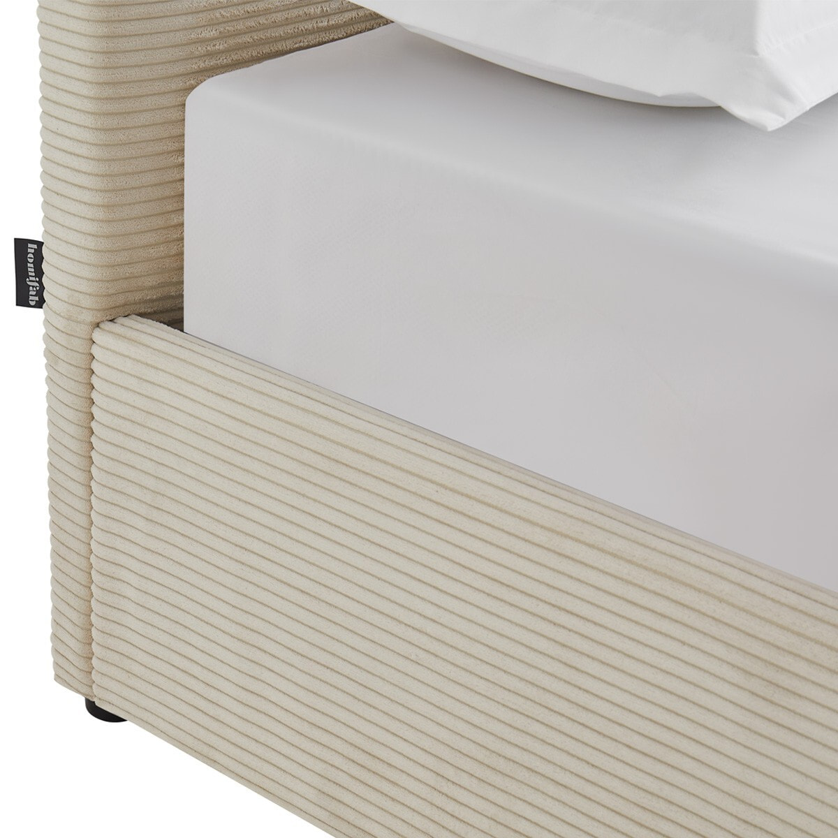 Lit coffre avec tête de lit en velours côtelé - TINA