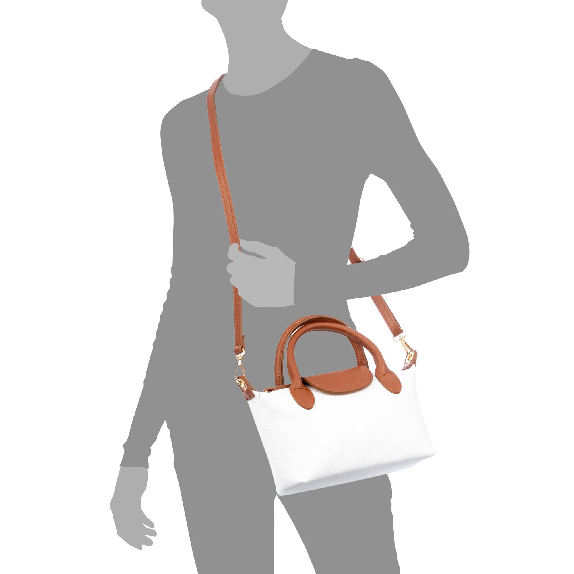 Aurano bolso bandolera tipo Tote mujer. Piel auténtica Dollaro bitono.