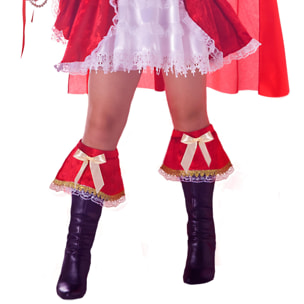 Lady Moschettiera Costume Carnevale 2-In-1 Rosso Bianco Bambina