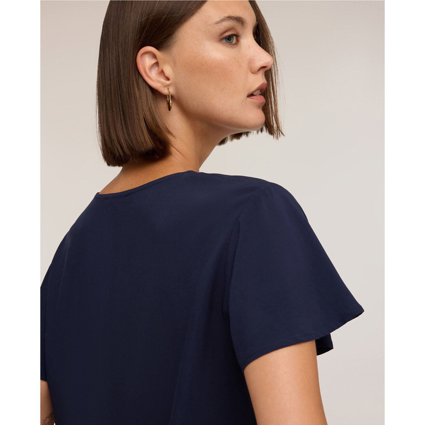 Motivi - Blusa con scollo a V e maniche a volo - Blu