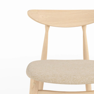 Lot de 2 chaises pour ilot central 63,5 cm en tissu beige et bois - Josette