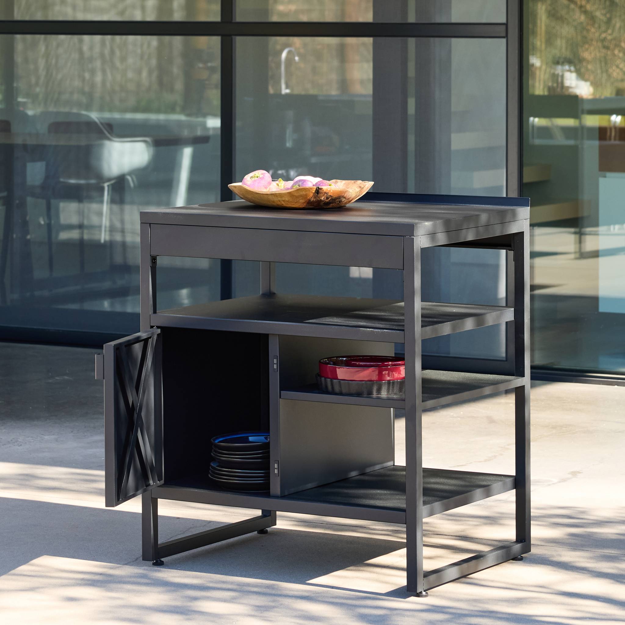 Module de cuisine extérieure acier 1 porte 3 étagères L80cm KEA