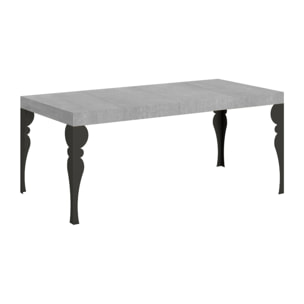 Table extensible 90x90/246 cm Paxon Premium Gris Béton cadre Anthracite