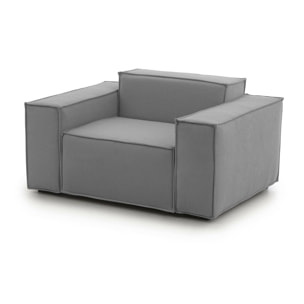 Poltrona Cristiana, Poltrona da salotto, 100% Made in Italy, Poltroncina relax in tessuto imbottito, Cm 160x95h70, Grigio