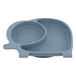Set repas 4 pièces éléphant Yum silicone bleu gris