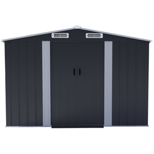 Abri de jardin métal avec porte coulissante "Boston" - 8 m² - Gris