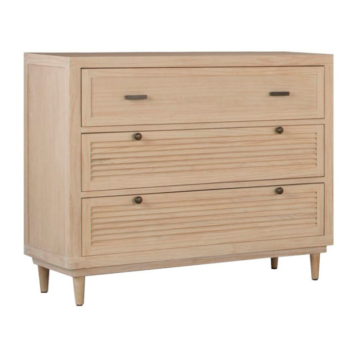 Commode Venice -bois massif, panneau de mdf et placage naturel-couleur naturel 100 x 85 x 43 cm