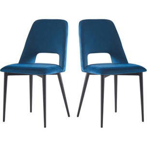 Lot de 2 Chaises en velours "Fedora" - Bleu foncé