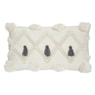 Coussin "R.O.W." blanc ivoire 30x50cm