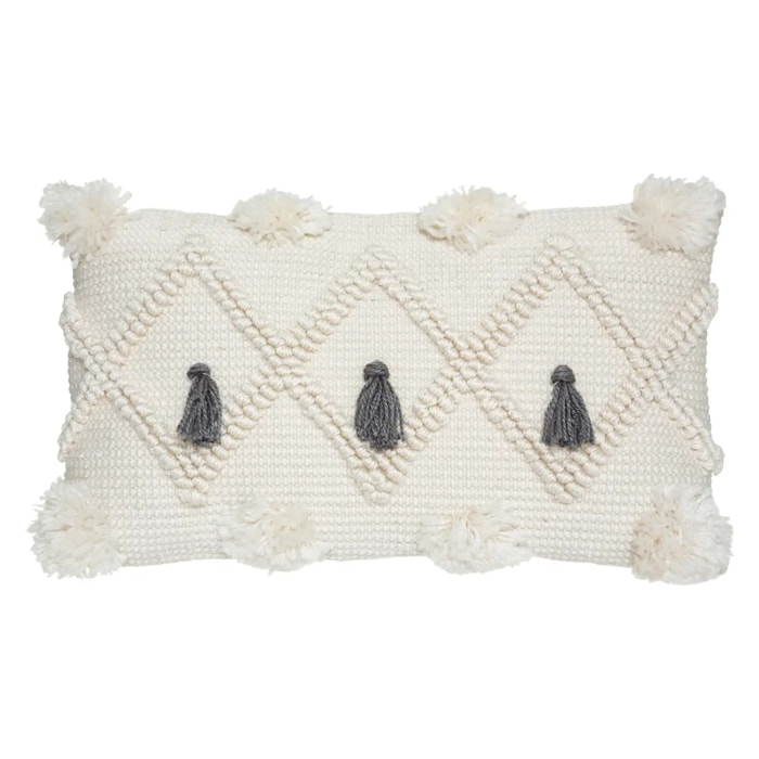 Coussin "R.O.W." blanc ivoire 30x50cm