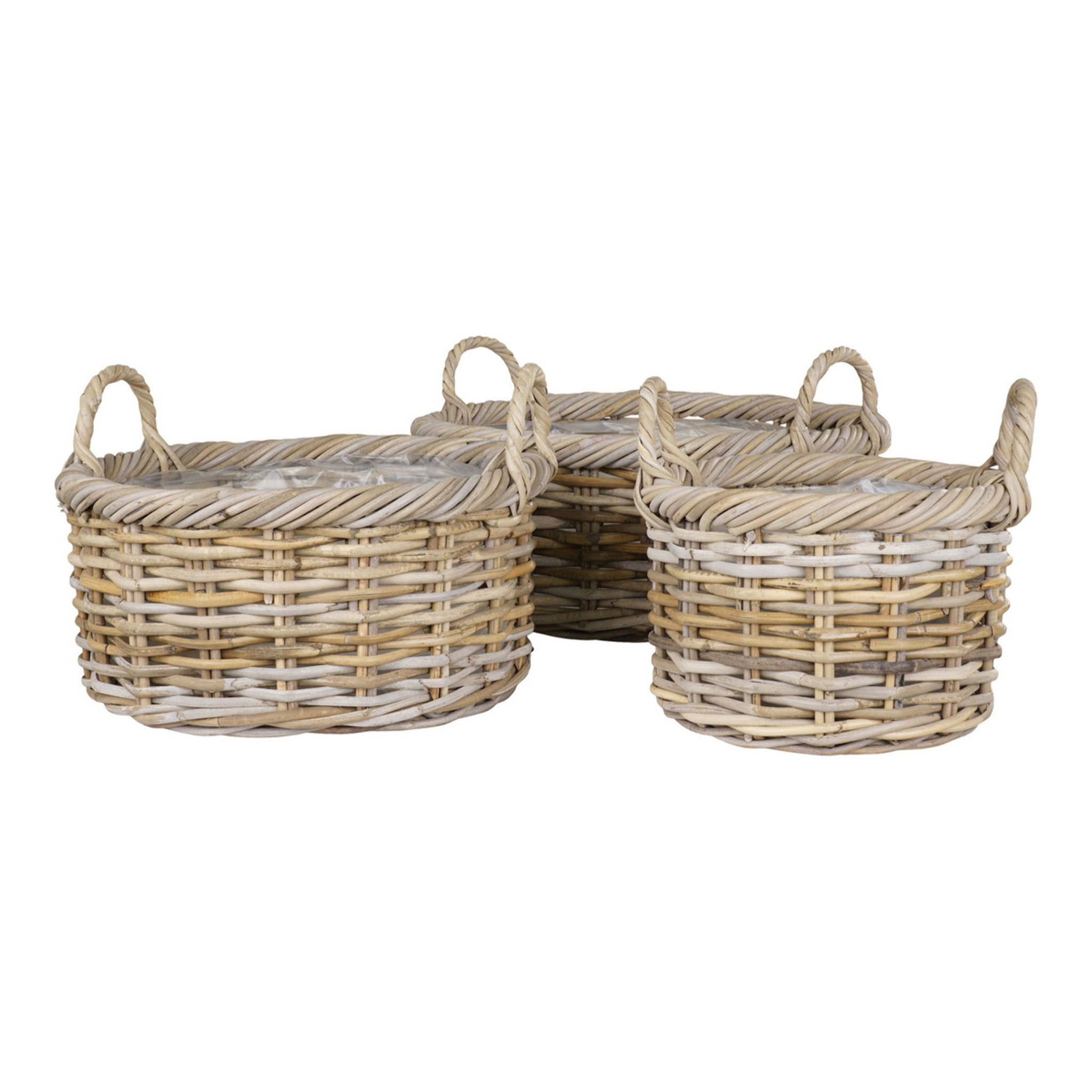 Set 3 cestini Kuta in rattan kubu naturale