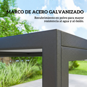 Conjunto de Mesa y Sillas Jardín de 7 Piezas, Muebles de Jardín Exterior con Mesa de Efecto Madera y 6 Sillas con Asiento Transpirable, Marco de Acero Galvanizado, para Terraza, Patio, Negro