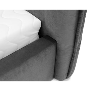 Esmee - lit coffre - 160x200 cm - en velours - sommier inclus - Gris Anthracite